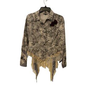 E39 BY ERIC WOMEN'S JACQUARD AND LACE BOHEMIAN STATEMENT JACKET SZ 4
